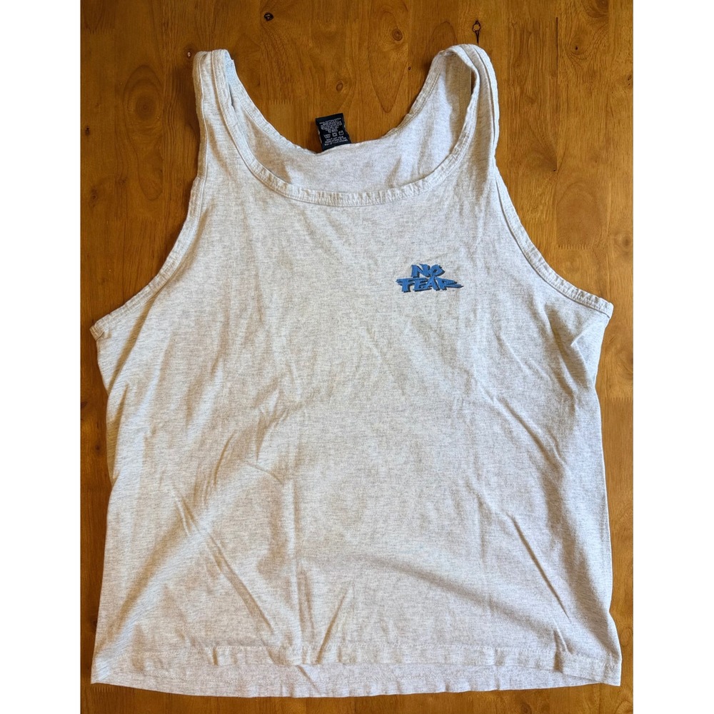 Vintage No Fear Tank Top Mens Large Gray Blue Graphic Logo Sleeveless Shirt 90s